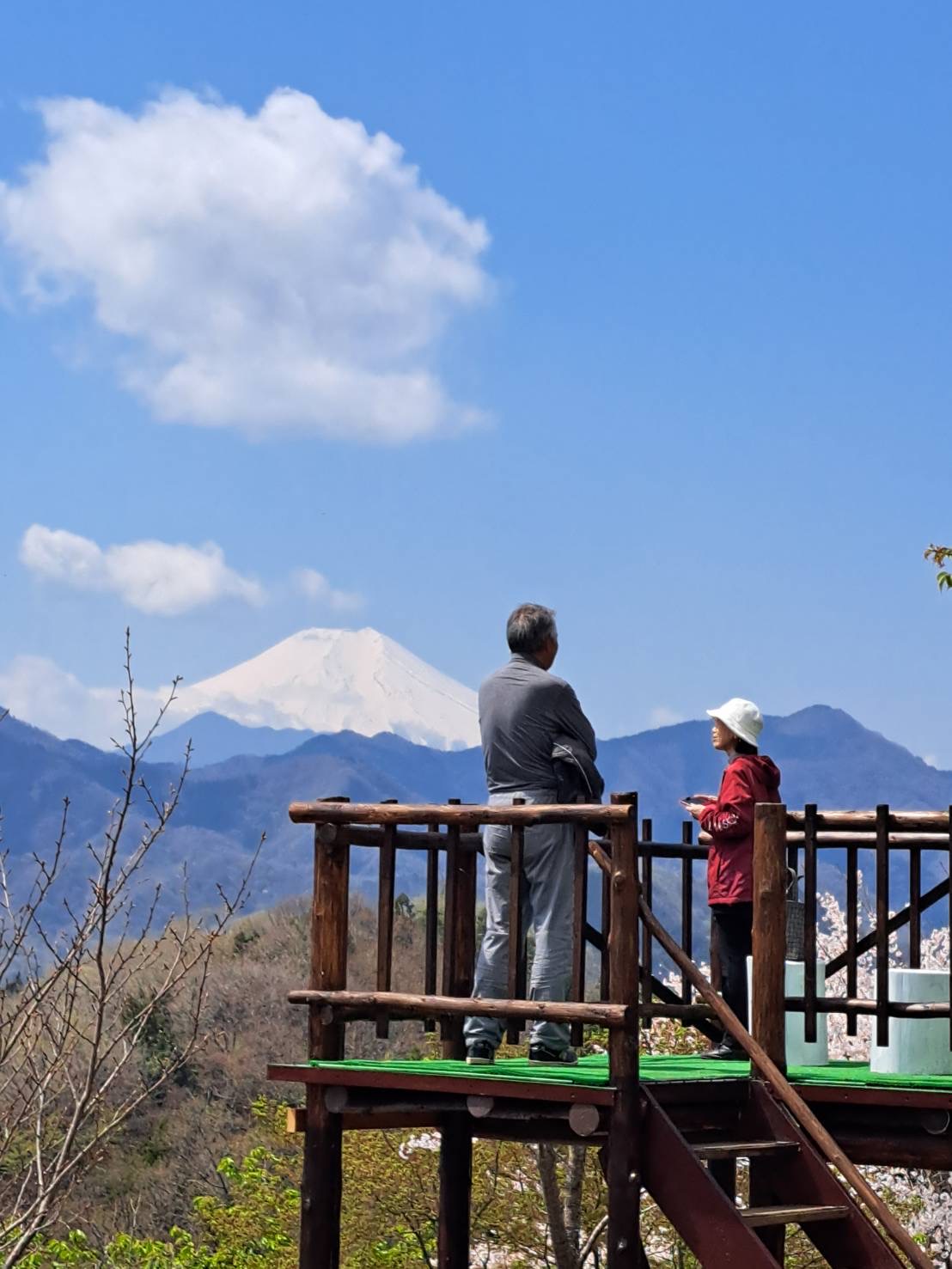 2025年に新設した展望ウッドタワー。 晴れた日には富士山の絶景が楽しめます。